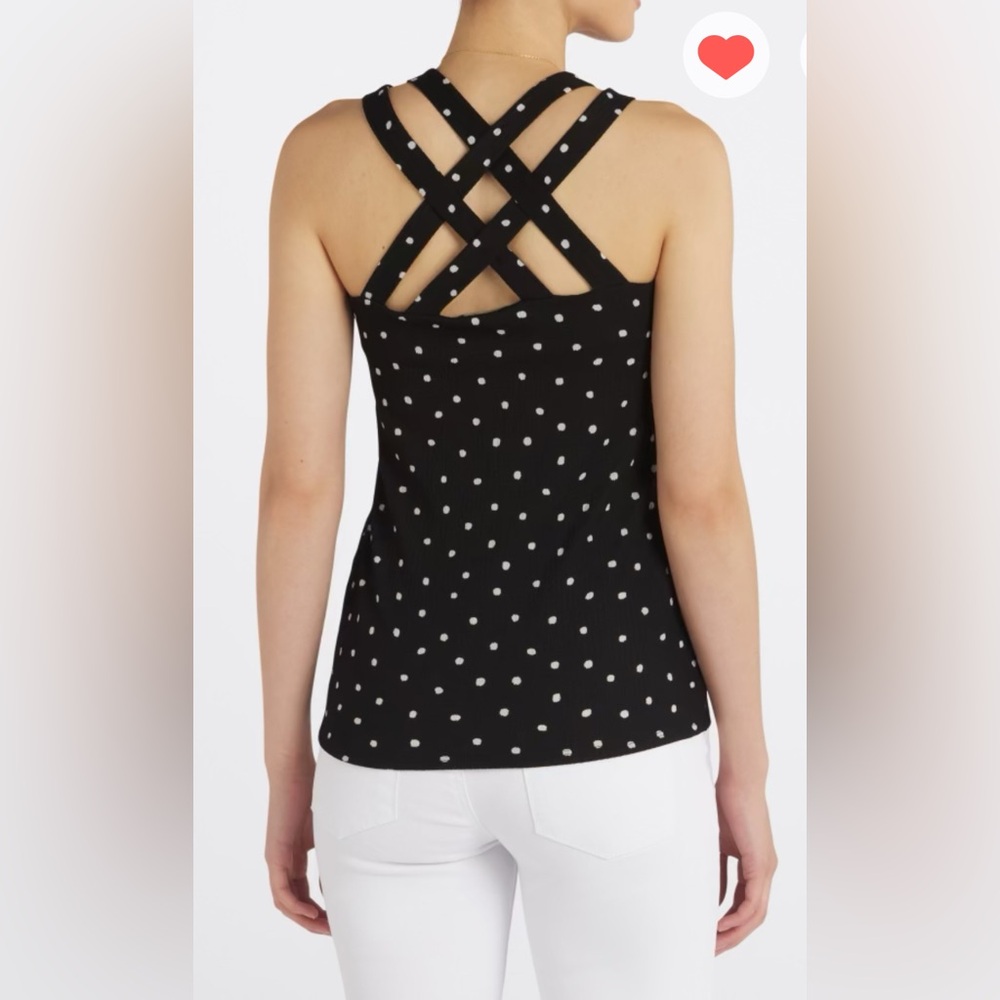 Colette Black and White Polka Dot Crisscross Tank Top